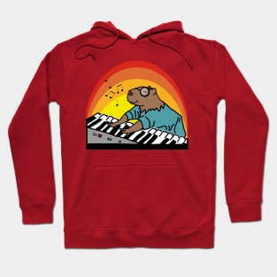 Funny Capybara Wearing Glasses Playing Piano Music Hoodie